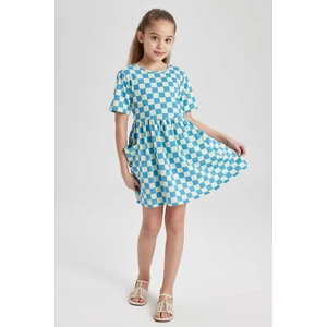 DEFACTO Girl Patterned Short Sleeve Combed Cotton Dress