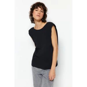 Trendyol Black More Sustainable 100% Organic Cotton Decollete Basic Knitted T-Shirt