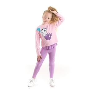 Mushi Mermaid Girl Pink T-Shirt and Lilac Leggings Set.