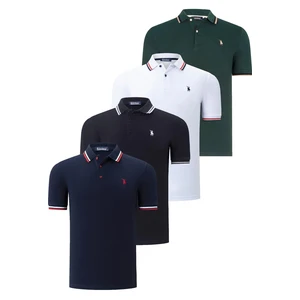 QUAD SET T8594 DEWBERRY MENS T-SHIRT-BLACK-WHITE-NAVY BLUE-NEFT