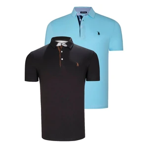 DUAL SET T8582 DEWBERRY MENS T-SHIRT-BLACK-CYAN