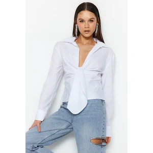 Trendyol Ecru Collar Detailed Poplin Shirt