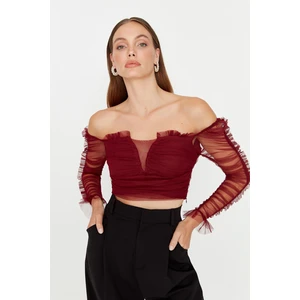 Trendyol Burgundy Frill Detailed Blouse