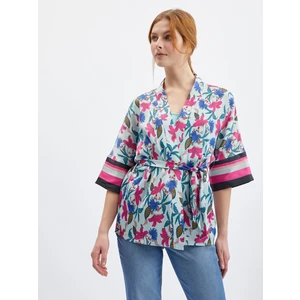 Orsay Light Blue Women Floral Kimono - Women