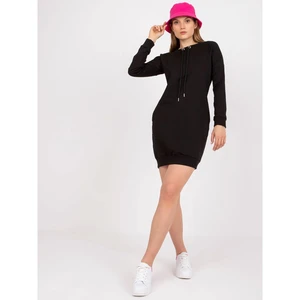 Basic black sporty cotton dress