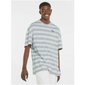 White-Grey Men's Striped Oversize T-Shirt Puma - Men