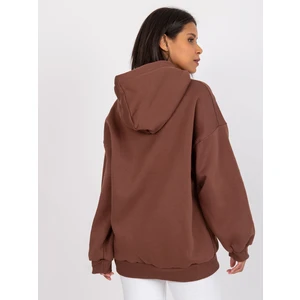 Brown cotton sweatshirt with a hood from Felicja