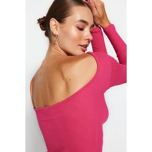 Trendyol Fuchsia Decollete Fitted/Situated Ribbed Flexible Knitted Blouse