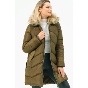 Z6767 DEWBERRY WOMEN'S COAT-KHAKI