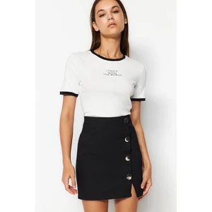 Trendyol Black Knitted Mini Skirt With Buttons