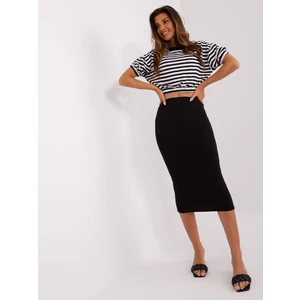 Black casual set with midi skirt