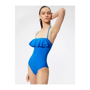 Koton Basic Swimsuit with Frill Halter Neck Detachable Straps