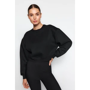 Trendyol Black Thick Fleece Inside, Stone Detail, Regular/Regular Knitted Sweatshirt