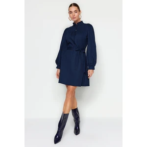 Trendyol Navy Blue High Neck Woven Woven Dress