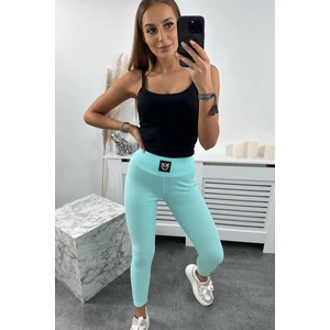 Ribbed light mint leggings with high waist