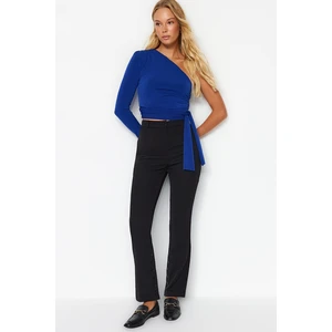 Trendyol Black High Waist Cigarette Woven Cuff Detail Trousers