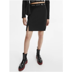 Black Women's Short Skirt with Calvin Klein Slit - Women