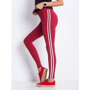 Maroon leggings with stripes