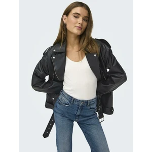 Women's black faux leather jacket ONLY Vera - Women