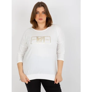 Women's blouse plus size with 3/4 sleeves - ecru