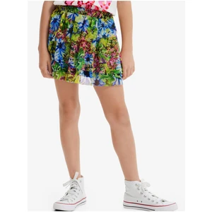 Blue-green girly floral skirt Desigual Garden - Girls