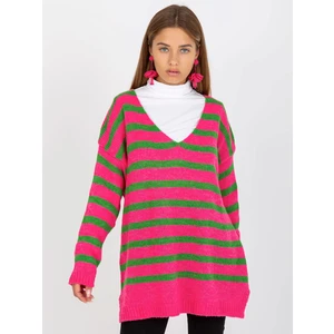 OCH BELLA pink and green striped oversize sweater