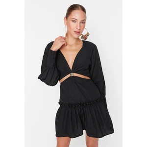 Trendyol Black Cut Out Detailed Poplin Dress