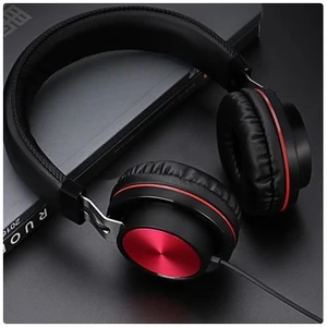 Stereo Headset USAMS SJ118, 3.5 mm jack konnektorral, Red