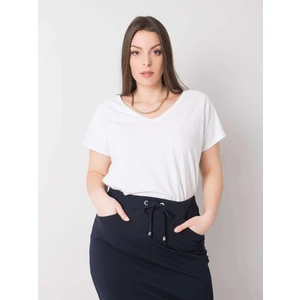 Women's plus size white V-neck t-shirt