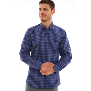 G724 DEWBERRY MEN'S SHIRT-LACİVERT- SAX