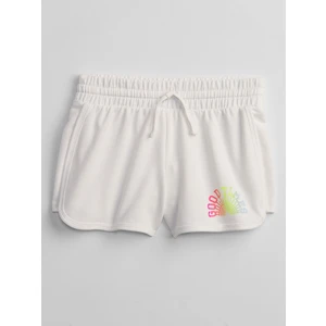 Bílé holčičí dětské kraťasy graphic pull-on shorts GAP