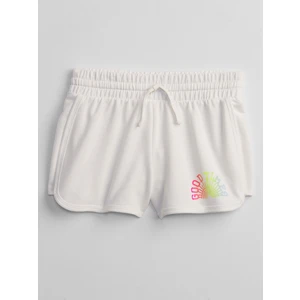 Bílé holčičí dětské kraťasy graphic pull-on shorts GAP