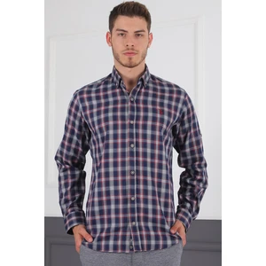 G718 DERBERRY MEN'S SHIRT-LACİVERT- BURGUNDY