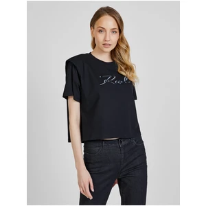 Black Women's T-Shirt with Shoulder Pads KARL LAGERFELD - Women