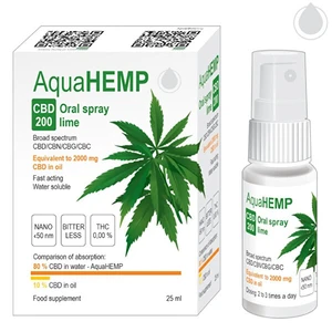 OVONEX AquaHEMP Spray LIME broad spectrum 25 ml CBD 200