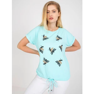 Mint cotton t-shirt plus size with short sleeves