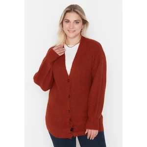 Trendyol Curve Plus Size Cardigan - Red - Relaxed fit