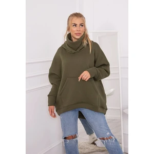 Oversize zateplená mikina v khaki barvě