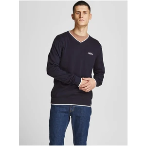 Tmavě modrý lehký svetr Jack & Jones Tons - Pánské