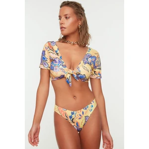 Trendyol Mustard Floral Patterned Bikini Bottoms