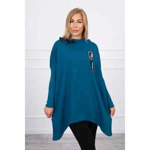 Oversize sweatshirt with asymmetrical sides marine