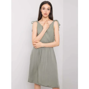 Khaki dress OH BELLA with a triangular neckline