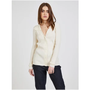 Cream Ribbed Cardigan VILA Olie - Women