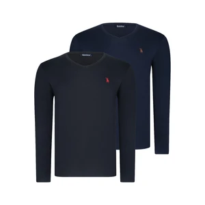 DUAL SET T8587 DEWBERRY V COLLAR MEN'S SWEATSHIRT-BLACK-LACİVERT