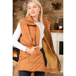 Z6747 DEWBERRY WOMEN'S VEST-PLAIN TAN