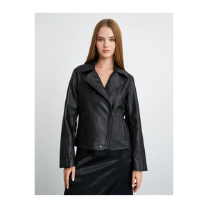 Koton Biker Jacket Faux Leather Zippered