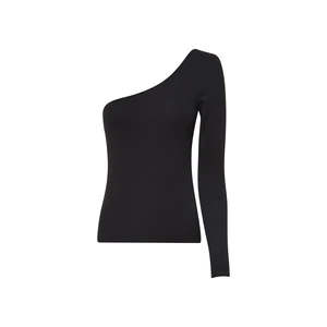 Tommy Jeans Top - TJW TINY TOMMY 1 ASYMMETRIC RIB black