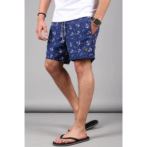 Madmext Navy Blue Anchor Pattern Men's Beach Shorts 6366