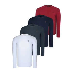 QUADRUPLE SET T8588 DEWBERRY ROUND NECK MEN'S SWEATSHIRT-ANTHRACITE-NAVY-WHITE-BURGUNDY