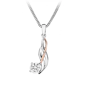 Silver Cat Elegantní bicolor náhrdelník s kubickým zirkonem SC453 (řetízek, přívěsek)